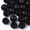 BD538 - 75 pcs Black Matte Acrylic Smooth Ball Spacer Beads - 12mm - Large Hole: 6mm - Fits European Cords and Paracord!