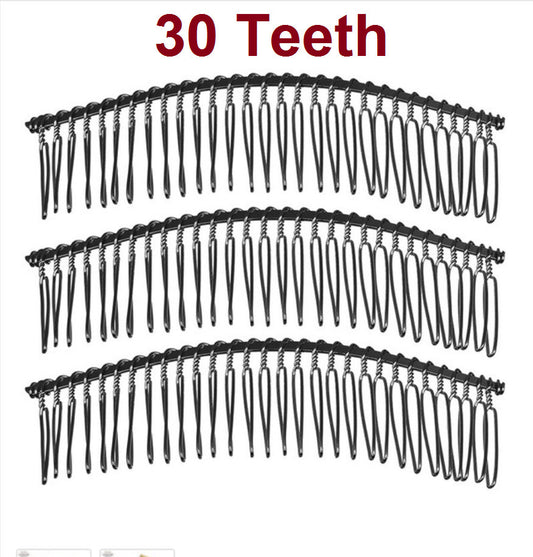 H002 - 6 pcs. - Black Comb Hair Clips - 120mm x 35mm (4.75" x 1.5") - 30 Teeth