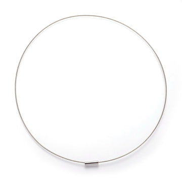 N052 - 10 pcs. Steel Memory Wire Choker Coated Necklaces with Silver Magnetic Clasp - 18 inch - 1mm - THICK - Silver Tone - HIGH QUALITY - 46cm