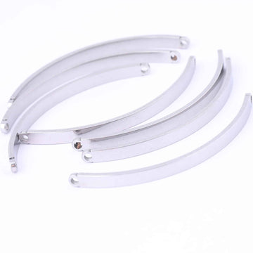 B107 - 4 pcs. 304 Stainless Steel Silver Tone Bracelet Arms - Makes 2 Bracelets