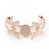B007 - 1 pc. Rose Gold Plated Open Cuff Bangle Bezel Cabochon Bracelets - 25mm x 18mm Glue Pad - 16.5cm (6.5") - Oval - 25x18mm - 18x25mm
