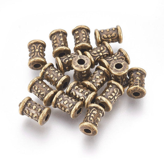 BD338 - 100 pcs Antique Bronze Tube Carved Spacer Beads - 7mm x 5mm - Hole Size: 2mm