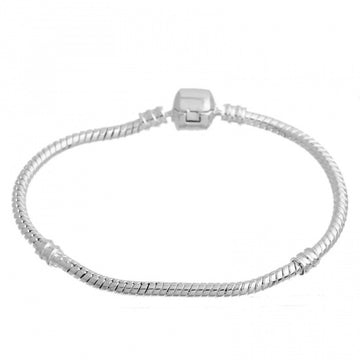 B109 - 4 pcs. Silver Plated European Snake Chain Bracelets - Snap Clasp - 16cm (6.3") - 3mm Thick - Small Wrists