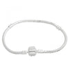 B109 - 4 pcs. Silver Plated European Snake Chain Bracelets - Snap Clasp - 16cm (6.3") - 3mm Thick - Small Wrists