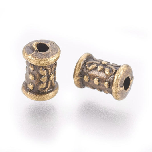 BD338 - 100 pcs Antique Bronze Tube Carved Spacer Beads - 7mm x 5mm - Hole Size: 2mm