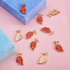 P312 - 10 pcs. Golden Orange Fall Leaves Enamel Charms - 20mm - Hole Size: 1.5mm