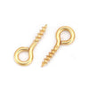 BA060 - 100 pcs. 304 Stainless Steel Gold Plated Screw Eyes Bails Top Drilled - 10mm x 4mm - Tarnish Resistant!