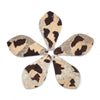 P553 - 6 pcs. Beige and Black REAL Leather Cowhide Dangle Pendants - Camouflage - Teardrop - 38mm (1.5") - Great for Earrings or Dangles!
