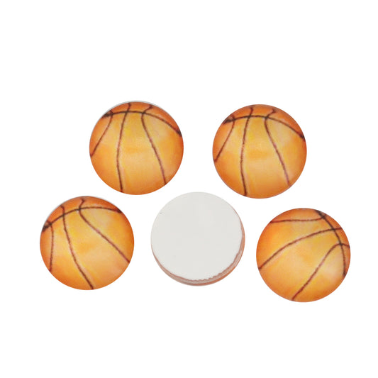 CA836 - 10 pcs Circle Basketball Ball Sports Glass Round Dome Seals Tiles Cabochons - 12mm - Style A