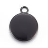 P288 - 10 pcs. 304 Stainless Steel Gunmetal Plated Circle Round Bezel Cabochon Pendant Tags Trays - 8mm Glue Pad - Single Loop - Tarnish Resistant!