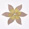 P323 - 4 pcs. Brown and Golden REAL Leather Sheepskin Dangle Pendants - Leaves - 70mm (2.76")