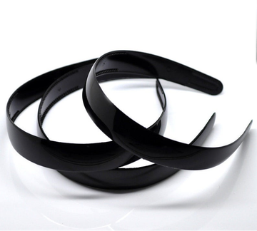 H060 - 6 pcs. - Black Plastic Headbands - 25mm (1 inch wide) - 380mm (15 inch long) - Wide