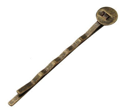 H020 - 50 pcs. Antique Bronze Bobby Pins - 8mm Glue Pad - Ripple Pattern - 52mm x 8mm (2" x 0.3")