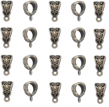 BA051 - 10 pcs. Antique Bronze Dangle Triangle Filigree Slider Spacer Bails with Loop - 14mm X 8mm - Fits European Cords