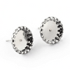 E879 - 10 pcs. 304 Stainless Steel Earring Posts Studs Settings Bezels Cabochons Tacks - 10mm Glue Pad Setting - Bubble Frame