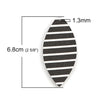 P221 - 10 pcs. Black with White Stripes Faux Leather Dangle Charms Pendants - Marquise - 68mm (2.7") - Great for Earrings and Dangles! Double Sided