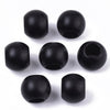 BD538 - 75 pcs Black Matte Acrylic Smooth Ball Spacer Beads - 12mm - Large Hole: 6mm - Fits European Cords and Paracord!