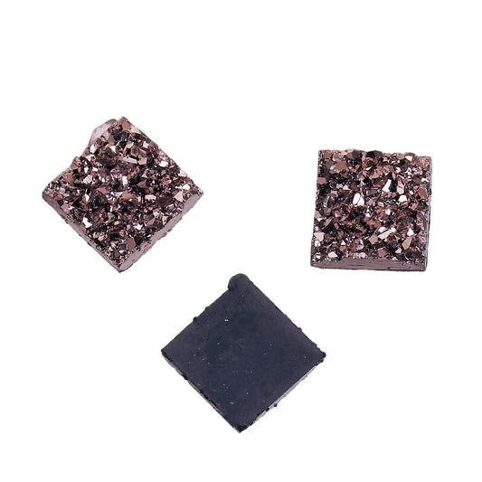 CA081 - 10 pcs Druzy Resin Embellishment Cabochons Champagne AB - 12mm - Square