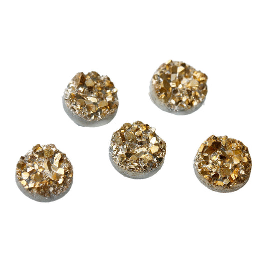 CA367 - 10 pcs Druzy Resin Embellishment Cabochons - Gold - Diameter: 6mm - 4mm Thick