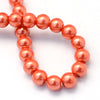 BD041 - 10mm Orange Fire Glass Pearl Imitation Round Beads - 16 inch strand - Approx. 42 beads per strand - Hole Size: 1.5mm