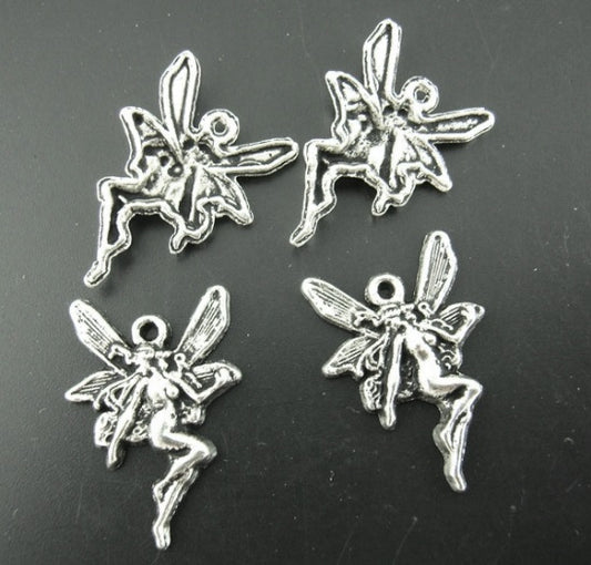 MP0053 - 60 pcs. Antique Silver Fairy Charms Pendants - 21mm x 15mm (0.83 inch)