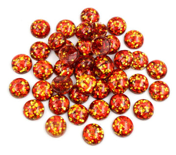RC0068 - 10 pcs Druzy Resin Embellishment Cabochons - 8mm - Glitter Style - Red and Gold