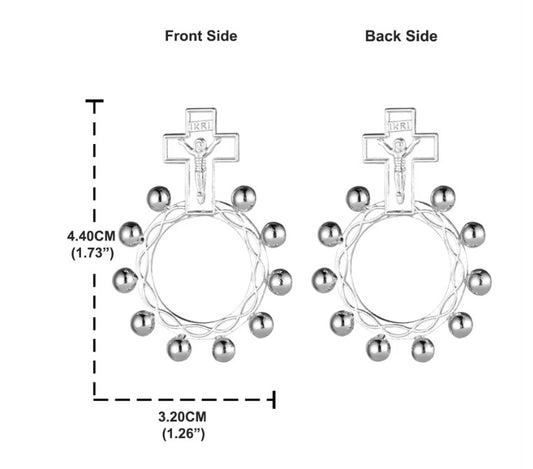 MP0079 - 10 pcs. Silver Plated Crucifix Cross Rosary Rings Charms Pendants - 44mm x 32mm