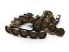 H005 - 10 pcs Antique Bronze French Hair Barrettes Hair Clips - 71mm x 14mm (2.8" x 0.55") - 12mm Glue Pad - LARGE - 5 Bezels