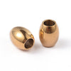 BD804 - 5 pcs. - 304 Stainless Steel Gold Plated Oval Barrel Spacer Beads - 7mm x 6mm - Hole Size: 3mm - Tarnish Resistant