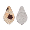 P553 - 6 pcs. Beige and Black REAL Leather Cowhide Dangle Pendants - Camouflage - Teardrop - 38mm (1.5") - Great for Earrings or Dangles!