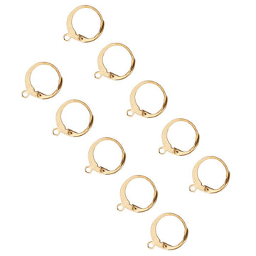 E882 - 10 pcs (5 pairs) 304 Stainless Steel Leverback Earrings - Golden - 14.5mm x 12mm - Hypoallergenic! Tarnish Resistant!