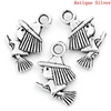 P179 - 50 pcs. Antique Silver Witch and Broom Halloween Charms Pendants - 13mm x 10mm