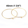 W006 - 20 pcs. Gold Plated Wine Charm/Earwire Hoop Rings - 45mm (1 3/4 inch)  - 20 Gauge (0.8mm Thick)