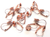 E087 - 10 pcs. Rose Gold Plated Earring Clips Settings Lever Back Bezels Cabochons - 8mm Glue Pad Setting