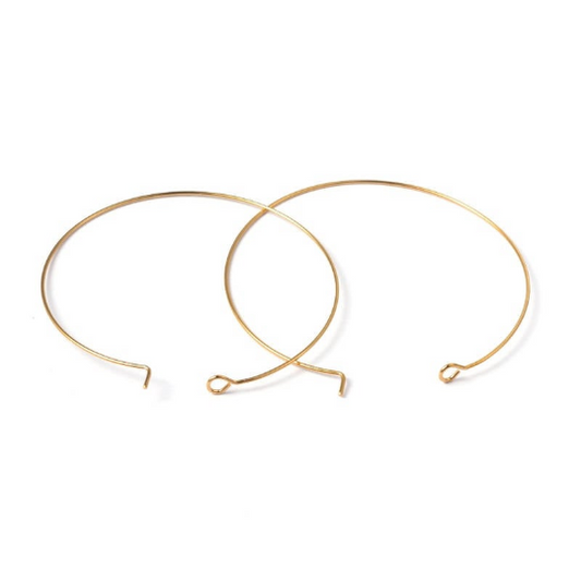 W006 - 20 pcs. Gold Plated Wine Charm/Earwire Hoop Rings - 45mm (1 3/4 inch)  - 20 Gauge (0.8mm Thick)