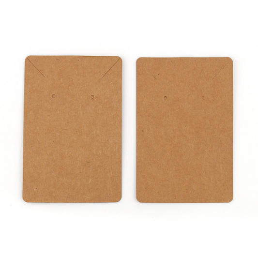 E998 - 30 pcs. Brown Cardboard Paper Jewelry Earrings Earring Rectangle Display Cards Tags Labels - 2 Holes- 90mm x 60mm (3.5" x 2.4")
