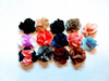 CA486 - 10 pcs. Variety Pack - Fabric Shabby Rose Flowers - 20mm x 20mm (3/4") - Embellishments - Cabochons - Appliques