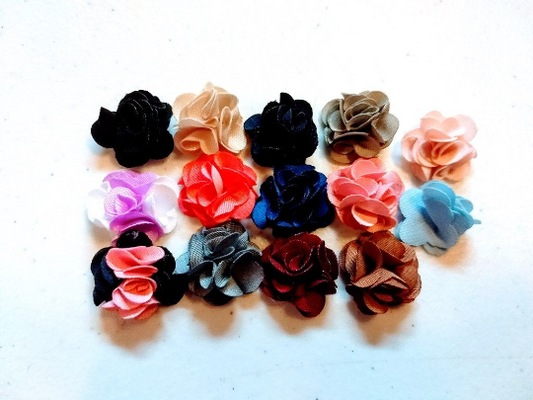 CA486 - 10 pcs. Variety Pack - Fabric Shabby Rose Flowers - 20mm x 20mm (3/4") - Embellishments - Cabochons - Appliques