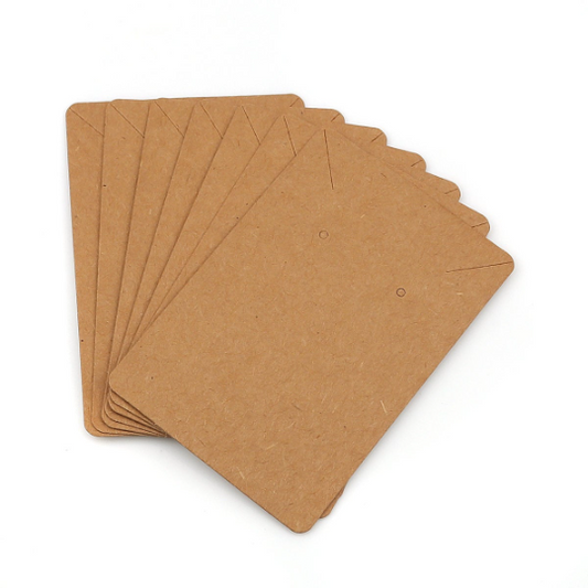 E998 - 30 pcs. Brown Cardboard Paper Jewelry Earrings Earring Rectangle Display Cards Tags Labels - 2 Holes- 90mm x 60mm (3.5" x 2.4")