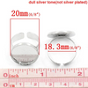 A018 - 10 pcs. Silver Tone ADJUSTABLE Cabochon Setting Bezel RING bases settings - Ring Size 8 US - Glue Pad 18mm