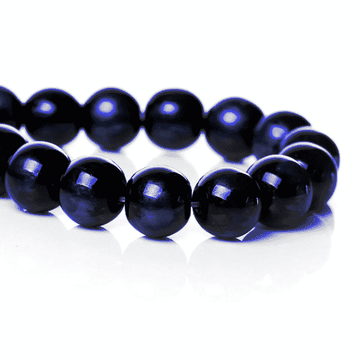 BD816 - 80 pcs Black and Indigo Blue Pearl Swirl Glass Round Loose Beads - 10mm - Hole Size: 1mm - 30.5" Strand