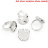 A018 - 10 pcs. Silver Tone ADJUSTABLE Cabochon Setting Bezel RING bases settings - Ring Size 8 US - Glue Pad 18mm