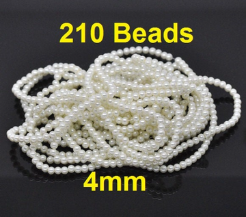 BD492 - 4mm Ivory Glass Pearl Imitation Round Beads - 32 inch strand - Approx. 210 beads - Hole Size: 1mm