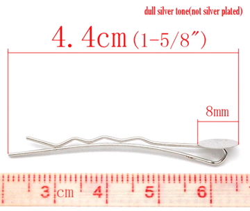 H050 - 20 pcs. Silver Tone Bobby Pins - 8mm Glue Pad