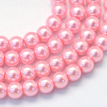 BD289 - 4mm Pink Blush Glass Pearl Imitation Round Beads - 32 inch strand - Approx. 210 beads - Hole Size: 1mm
