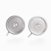 E107 - 10 pcs 304 Stainless Steel Silver Earring Posts Studs Settings Bezels Cabochons Tacks with Loop - 12mm Glue Pad Setting - Perpendicular Loop