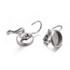 E226 - 10 pcs. 304 Stainless Steel Earring Clips Settings Lever Back Bezels Cabochons - 12mm Glue Pad Setting - Small Profile Lever