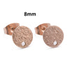 E613 - 10 pcs. (5 pairs) 304 Stainless Steel Ion Plated Rose Gold Earring Posts/Bases/Studs/Settings - 8mm Diameter - Hole Size: 1.4mm - Style F