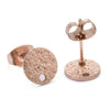 E613 - 10 pcs. (5 pairs) 304 Stainless Steel Ion Plated Rose Gold Earring Posts/Bases/Studs/Settings - 8mm Diameter - Hole Size: 1.4mm - Style F