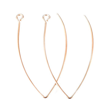 E614 - 10 pcs 304 Stainless Steel Rose Gold Ion Plated LONG Earring Hooks with Parallel Loop - 41mm x 22mm